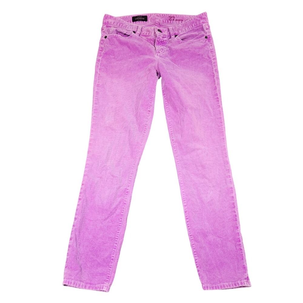 J.Crew Toothpick Pants Womens 27 Pink Corduroy Ankle Slim Stretch Casual Bright
